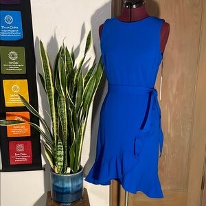 Calvin Klein Blue Ruffle Sleeveless Dress